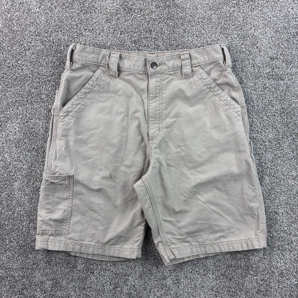 Carhartt‎ Carpenter Shorts Mens 34 Tan Cotton Canvas Utility Workwear Rugged